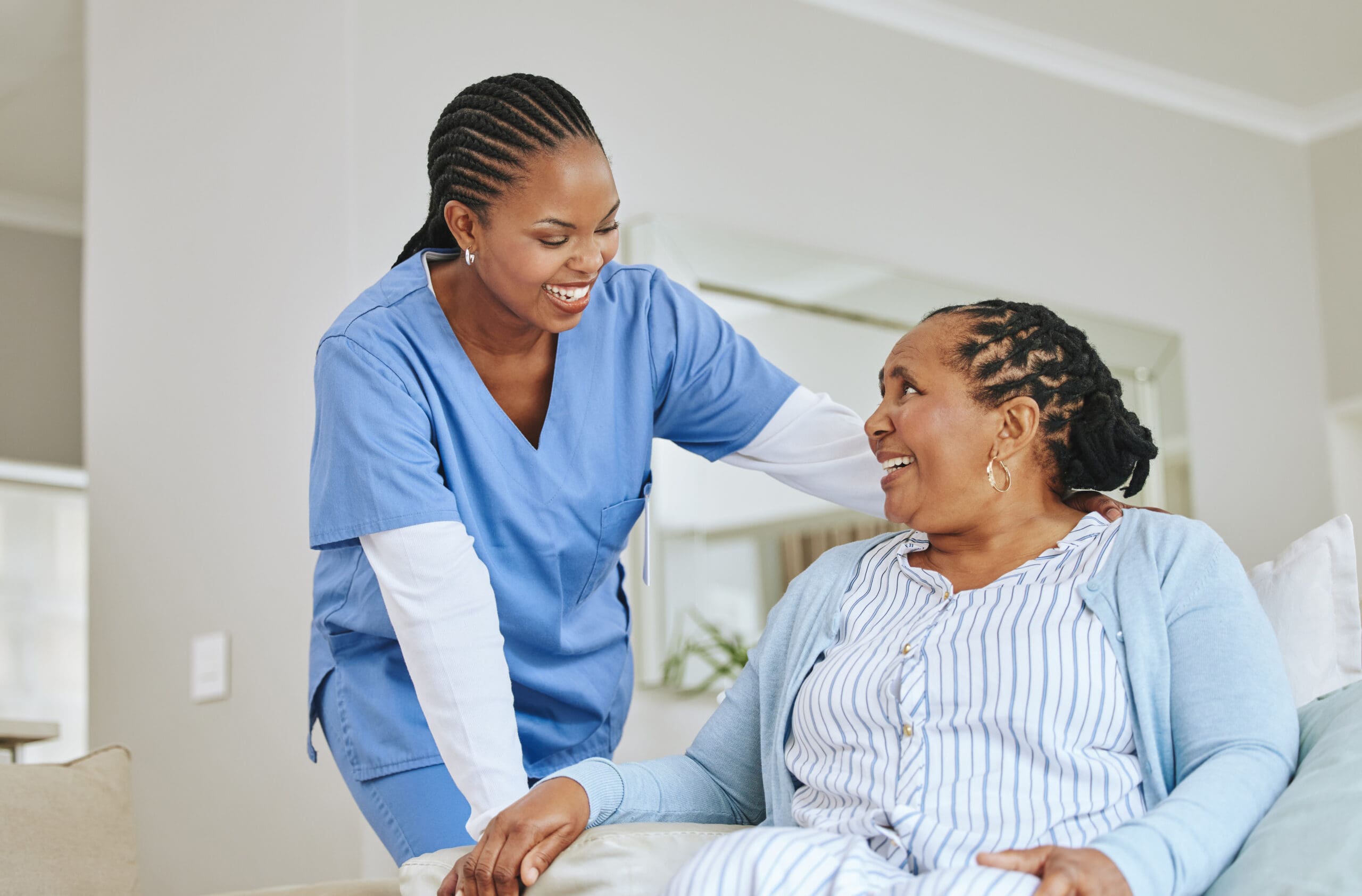 Caregiver with senior client