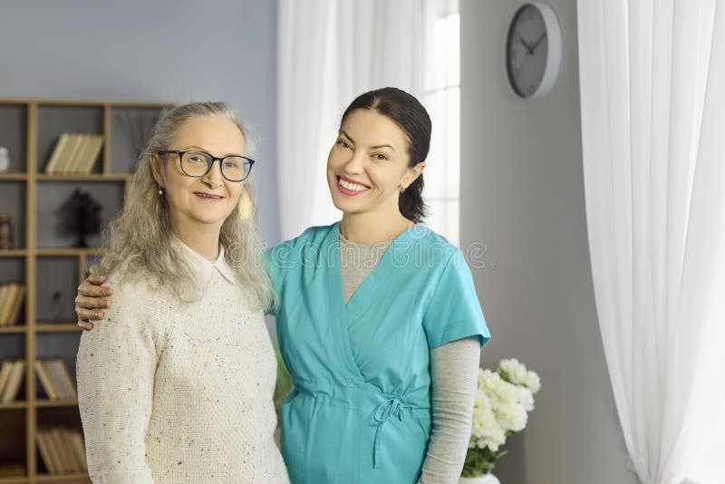 Professional caregiver with senior
